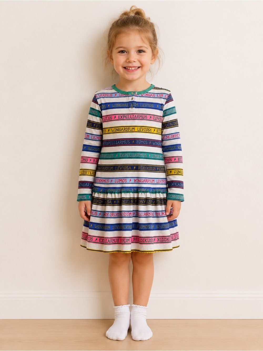 Harry Potter Mini Boden Girls Spell-Print Dress – Size 4–5Y / 110 cm
